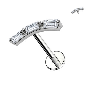 Labret per Cartilagine con Tre Cristalli Baguette