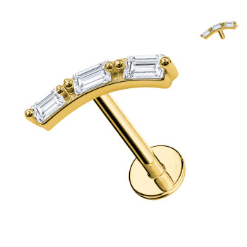Labret per Cartilagine con Tre Cristalli Baguette