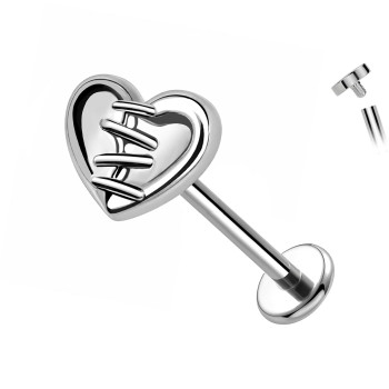 Labret per Cartilagine con Cuore Cucito