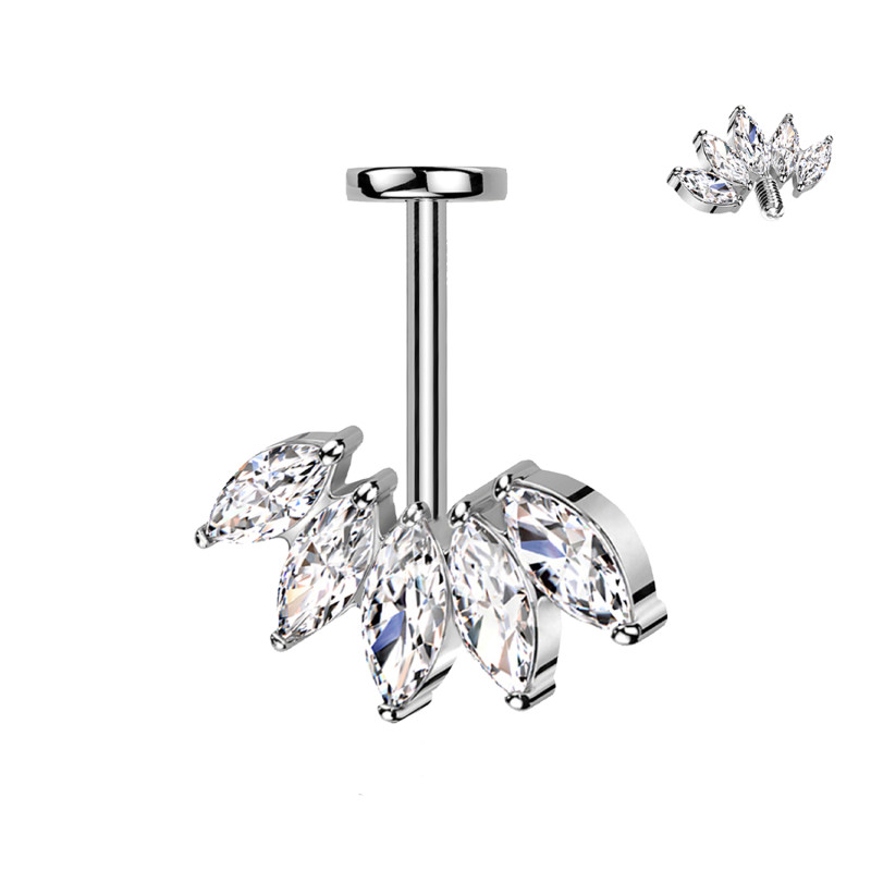 Devil Piercing per Orecchio con Cinque Cristalli
