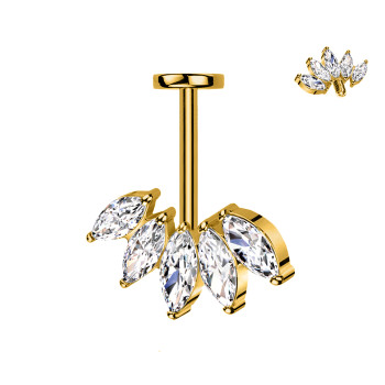 Devil Piercing per Orecchio con Cinque Cristalli