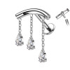 Labret con Tre Catene e Cristalli a Goccia