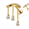 Labret con Tre Catene e Cristalli a Goccia