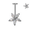 Piercing Labret Fiore 5 Petali con Cristalli, Filettatura Interna