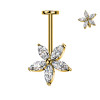 Piercing Labret Fiore 5 Petali con Cristalli, Filettatura Interna