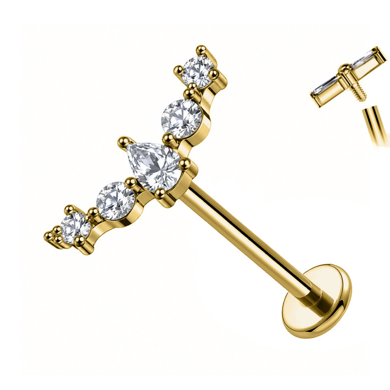 Labret Cartilage with Teardrop Crystals