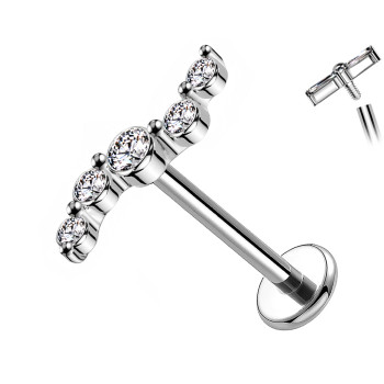 Labret Cartilagine con Cristalli in Linea Curva