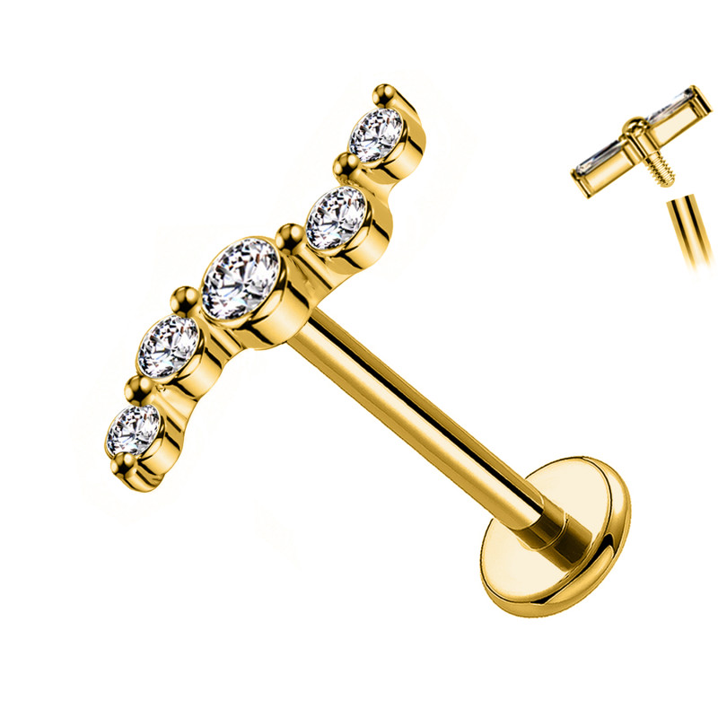 Labret Cartilagine con Cristalli in Linea Curva