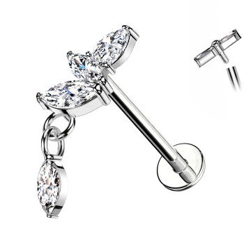 Labret Cartilagine con Cristalli e Pendente