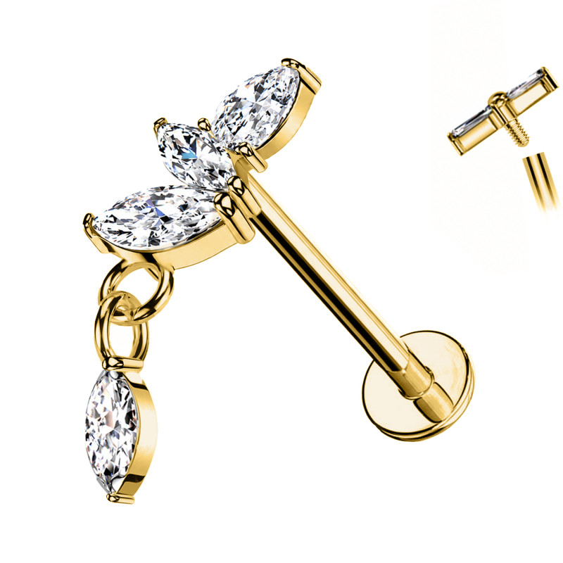 Labret Cartilagine con Cristalli e Pendente