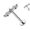 Labret Cartilagine con Due Cristalli Allungati