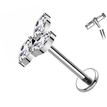 Labret Cartilagine con Tre Cristalli Ovali