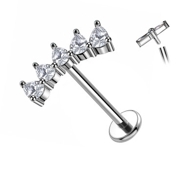 Labret Cartilagine con Sei Cristalli a Goccia