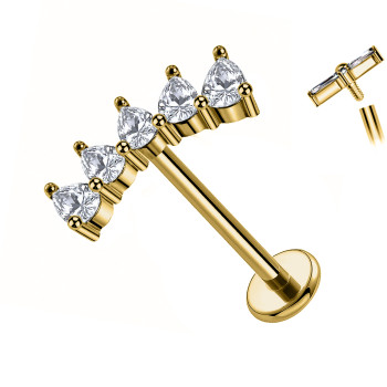 Labret Cartilagine con Sei Cristalli a Goccia
