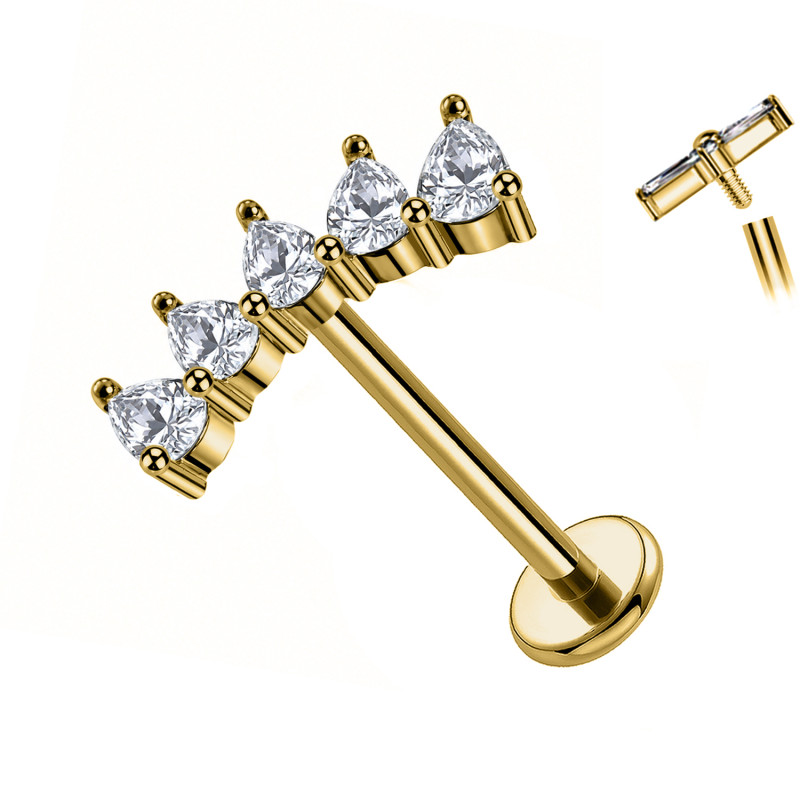 Labret Cartilagine con Sei Cristalli a Goccia