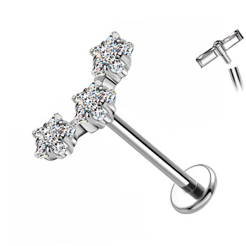 Labret Cartilagine con Tre Cristalli a Stella