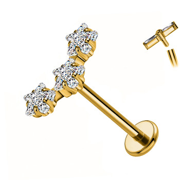 Labret Cartilagine con Tre Cristalli a Stella