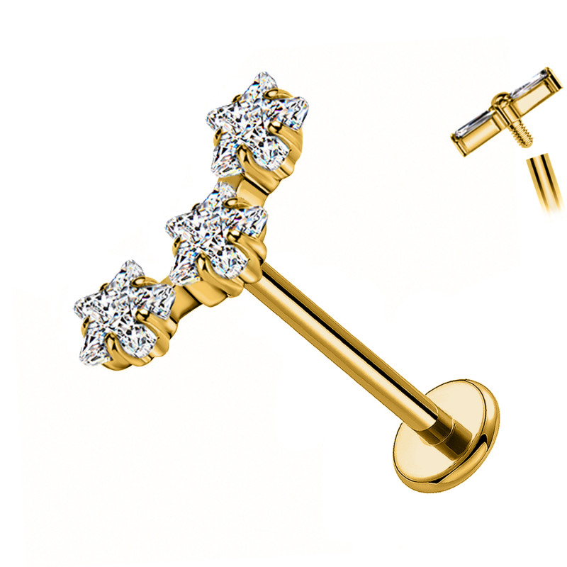 Labret Cartilagine con Tre Cristalli a Stella
