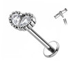 Labret Cartilagine a Cuore con Due Cristalli