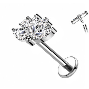 Labret Cartilagine con Cinque Cristalli Sfaccettati