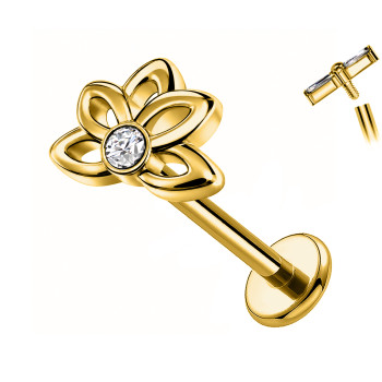 Labret Flower Cartilage with Central Crystal