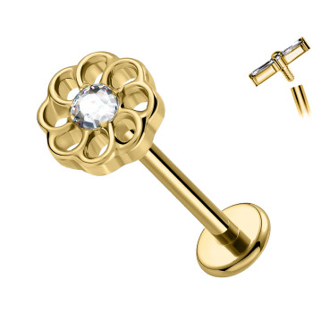 Labret Cartilagine a Fiore con Cristallo Centrale