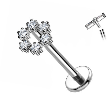 Labret Cartilagine con Sei Cristalli ad Anello
