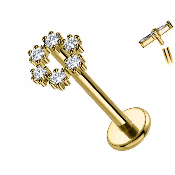 Labret Cartilagine con Sei Cristalli ad Anello