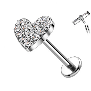 Labret Cartilagine a Cuore con Cristalli