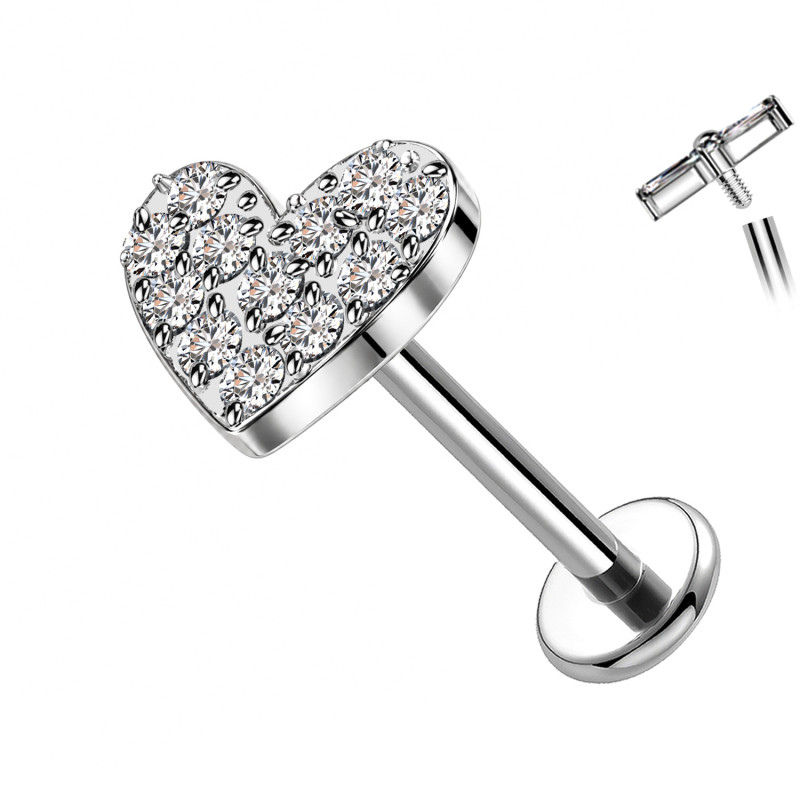 Labret Cartilagine a Cuore con Cristalli
