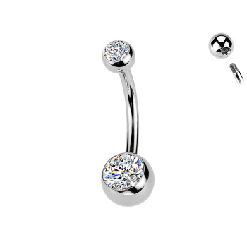 Piercing Ombelico con 2 Cristallo da 4/6 mm