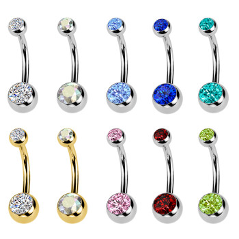 Piercing Ombelico con 2 Cristallo da 4/6 mm