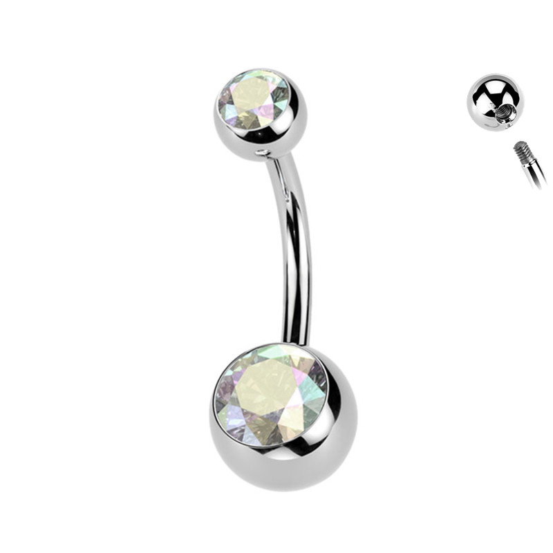 Navel Piercing with Double Crystals da 5/8 mm - 1,6 mm