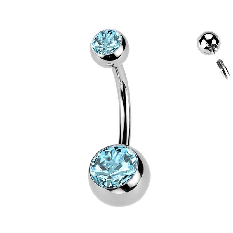 Navel Piercing with Double Crystals da 5/8 mm - 1,6 mm