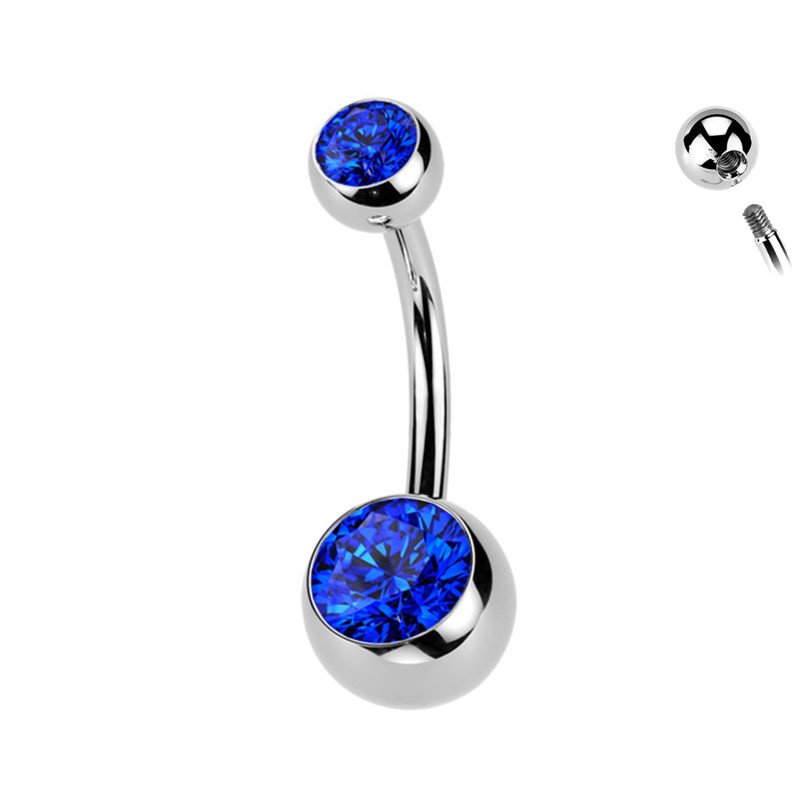 Navel Piercing with Double Crystals da 5/8 mm - 1,6 mm