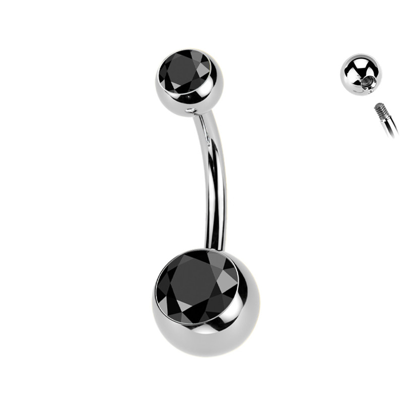 Navel Piercing with Double Crystals da 5/8 mm - 1,6 mm