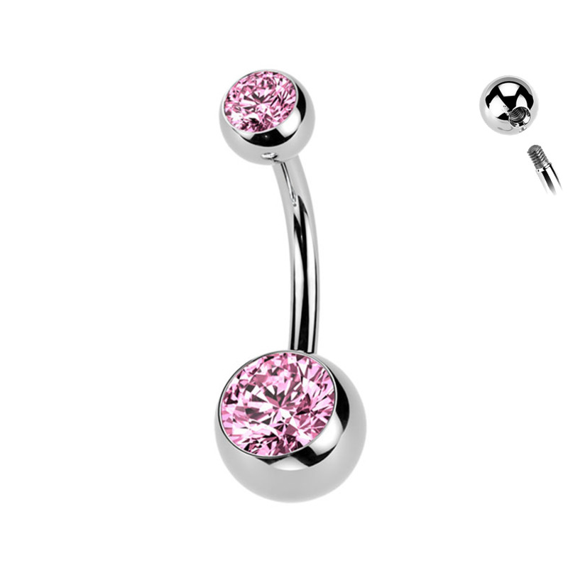 Navel Piercing with Double Crystals da 5/8 mm - 1,6 mm