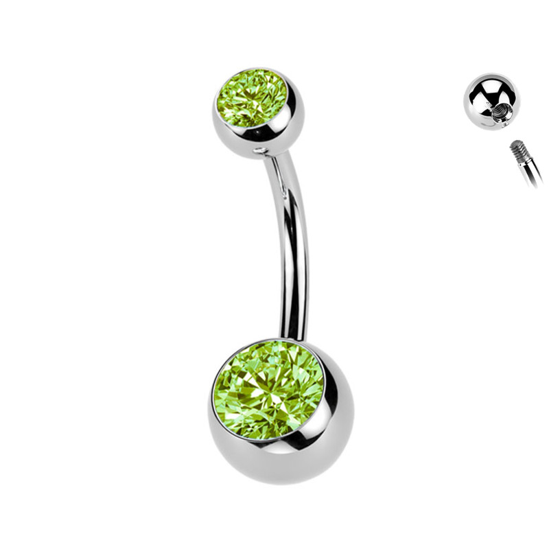Navel Piercing with Double Crystals da 5/8 mm - 1,6 mm