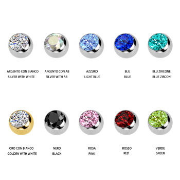 Navel Piercing with Double Crystals of Various Colors