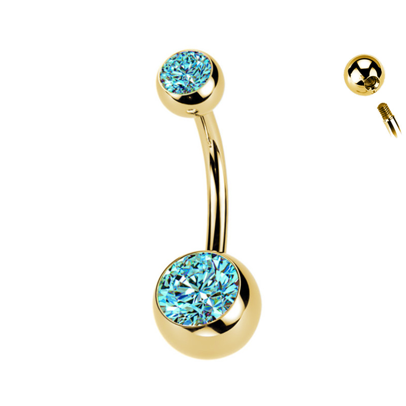 Navel Piercing with Double Crystals da 5/8 mm - 1,6 mm