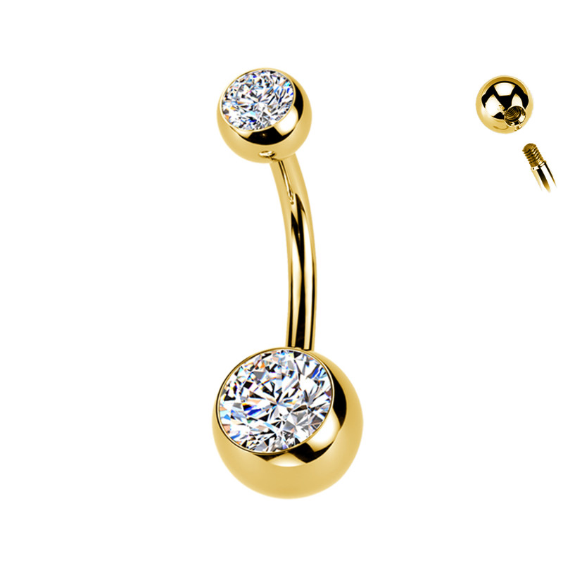 Navel Piercing with Double Crystals da 5/8 mm - 1,6 mm
