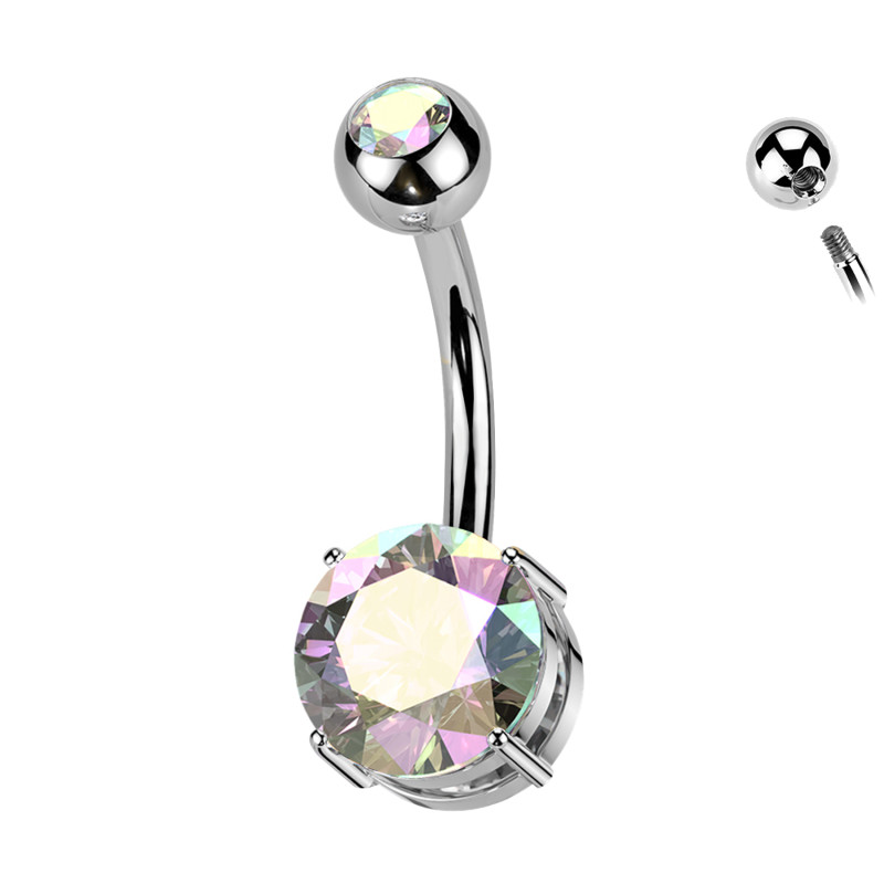 PD-012 Piercing Navel Ball with Crystal made of Steel of Different Colors, Navel