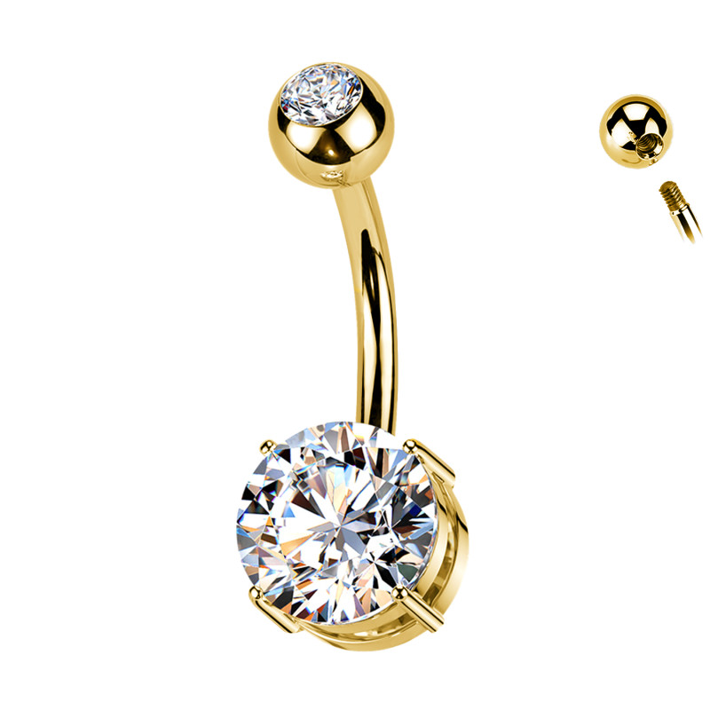 PD-012 Piercing Navel Ball with Crystal made of Steel of Different Colors, Navel