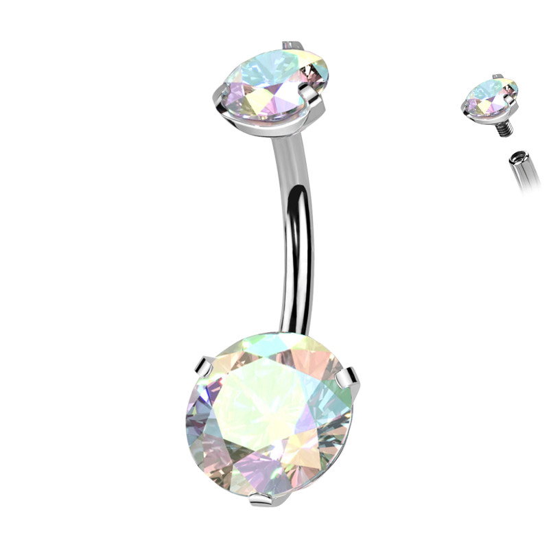 Piercing Ombelico Banana allOmbelico Sterile con Cristallo, Ombelico