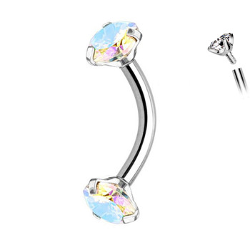 Piercing Banana Ombelico a due Cristalli