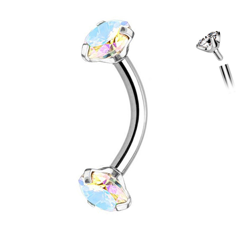 Piercing Banana Ombelico a due Cristalli, Capezzolo