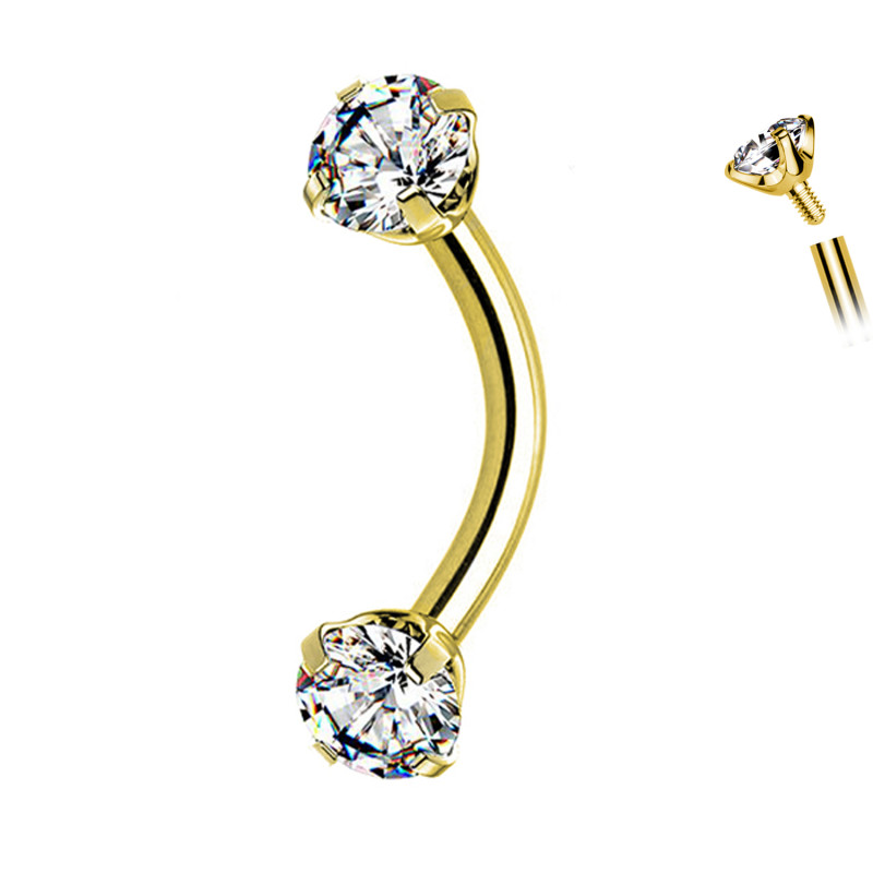 Piercing Banana Ombelico a due Cristalli, Capezzolo