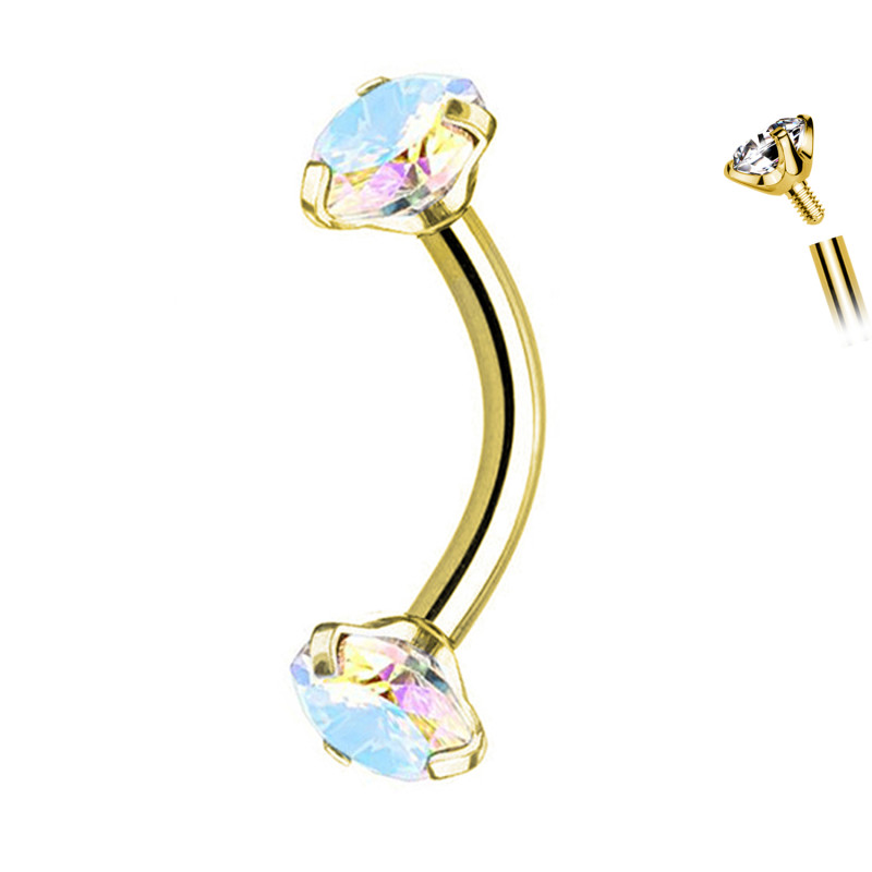 Piercing Banana Ombelico a due Cristalli, Capezzolo