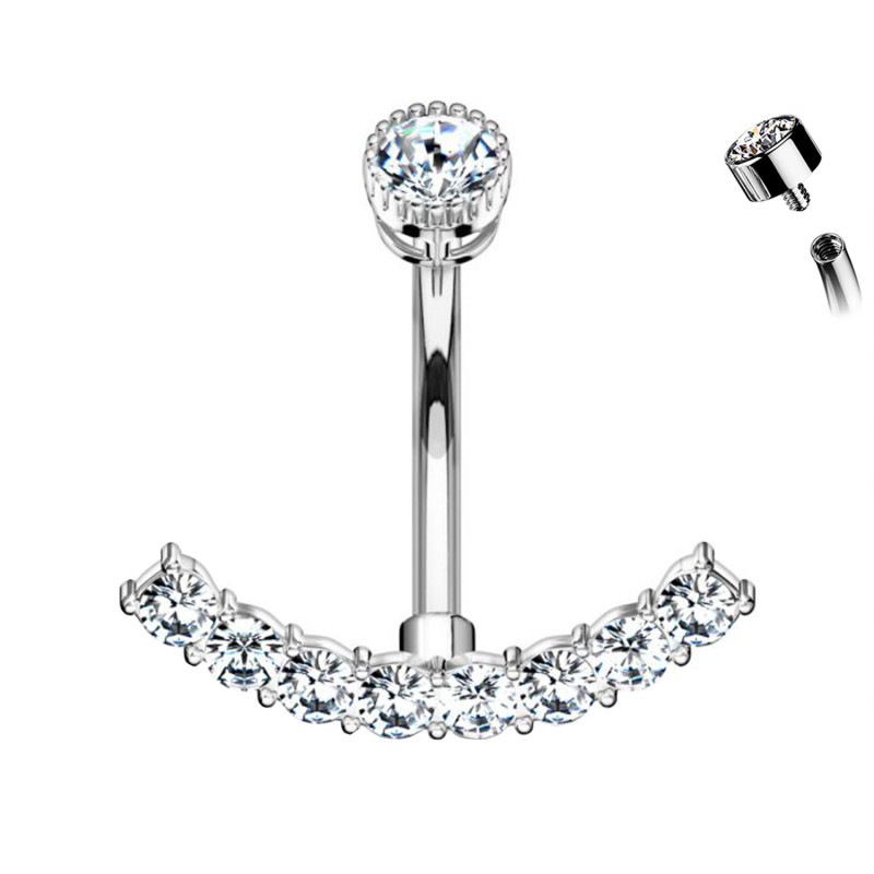 Piercing Banana Belly Button with Crystals, Navel