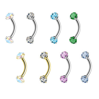 Piercing Banana Ombelico a due Cristalli